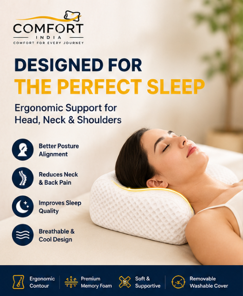Orthopedic Cervical Memory Foam Pillow – Contoured Neck & Shoulder Pain Relief Pillow with Bamboo Cover