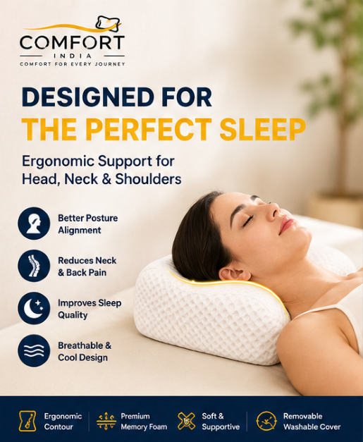 Orthopedic Cervical Memory Foam Pillow – Contoured Neck & Shoulder Pain Relief Pillow with Bamboo Cover