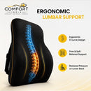 Memory Foam Chair Back Support – Orthopedic Lumbar Cushion for Office Chair & Car Seat, Superior Pain Relief (Black)