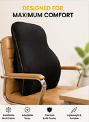 Memory Foam Chair Back Support – Orthopedic Lumbar Cushion for Office Chair & Car Seat, Superior Pain Relief (Black)